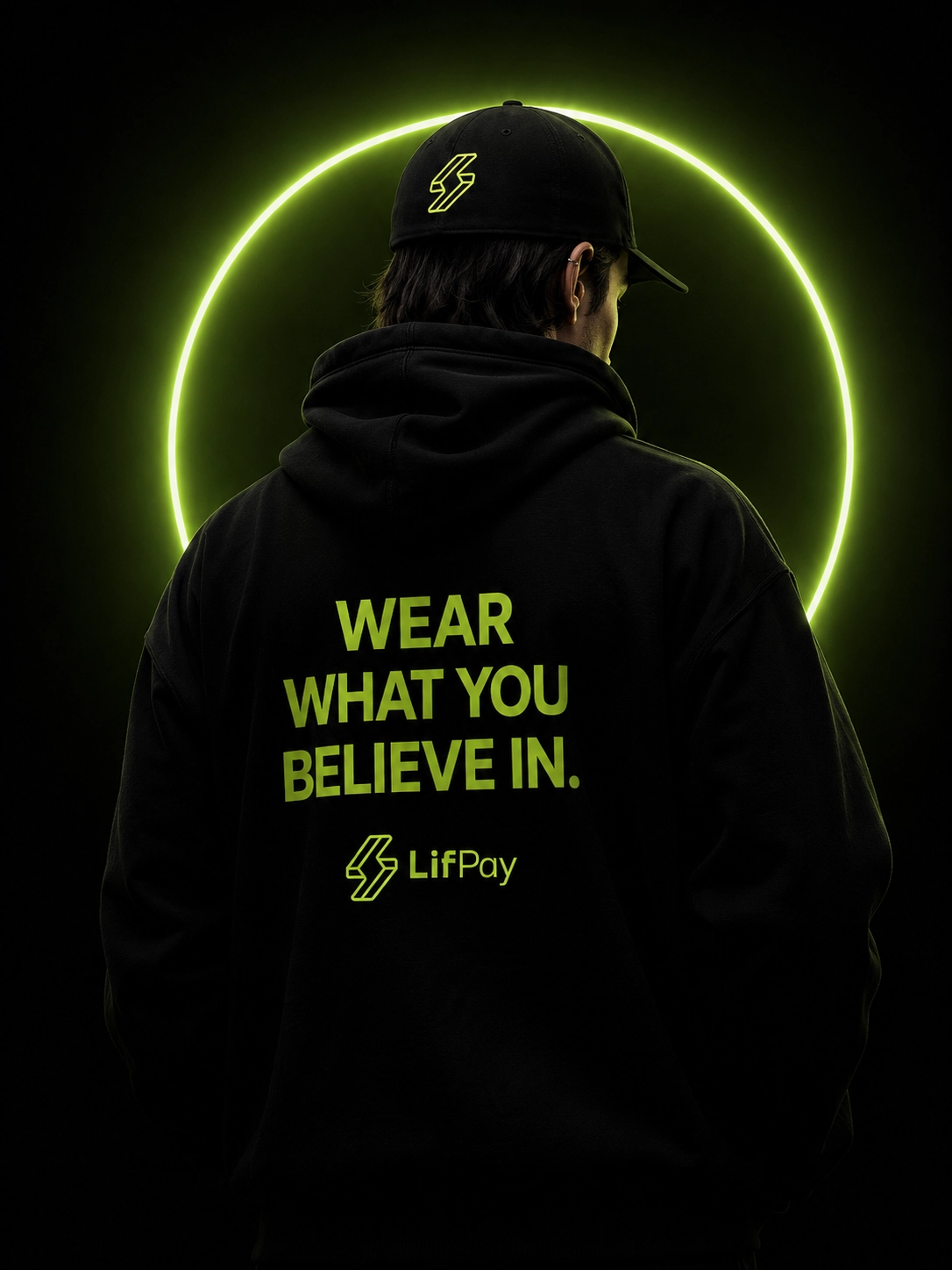 LifPay black and neon green brand visual